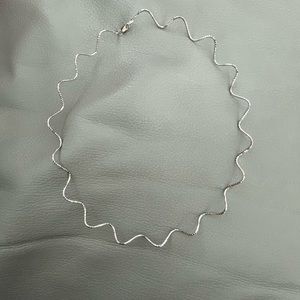 14K white gold wave necklace